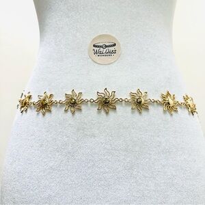 Gold tone sun waist chain belt